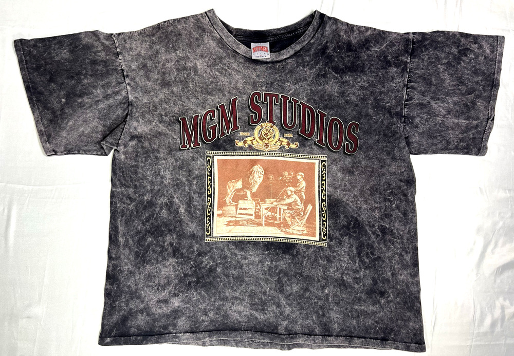 VTG. MGM Studios Roaring Lion Tie Dye T-shirt Rare USA Single Stitch XL